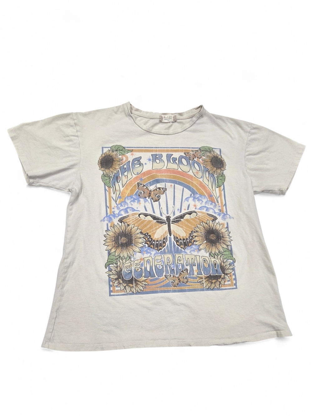 Altar'd State Retro Boho "Bloom Generation" Butterfly Graphic Tee Size XS EUC